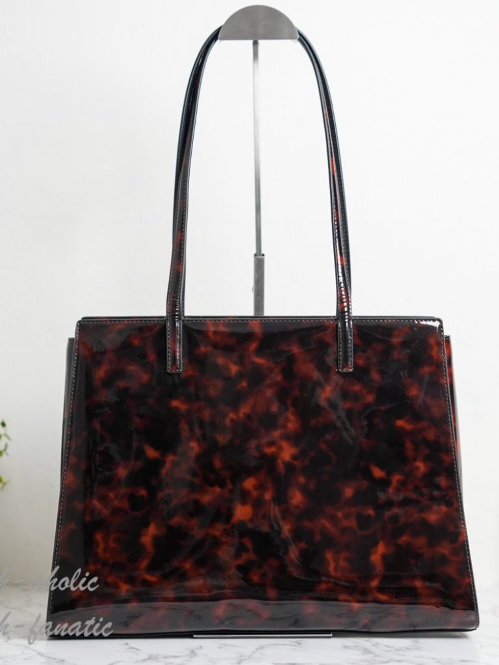Tory Burch Emerson Tortoise Patent Leather Work Tote 165968 NWT - Picture 4 of 10